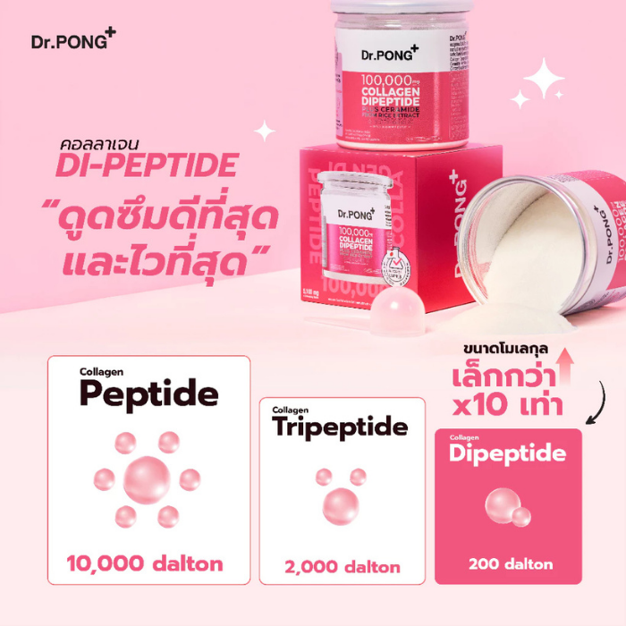 คอลลาเจนไดเปปไทด์ Dr. PONG 100,000 mg Collagen Dipeptide Plus Ceramide from Rice Extract and Vitamin C คอลลาเจนไดเปปไทด์ Dr. PONG 100,000 mg Collagen Dipeptide Plus Ceramide from Rice Extract and Vitamin C