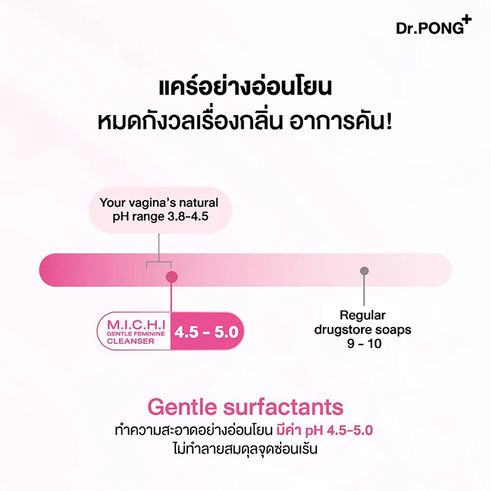 คลีนเซอร์ทำความสะอาดจุดซ่อนเร้น Dr.PONG Michi Gentle Feminine Cleanser