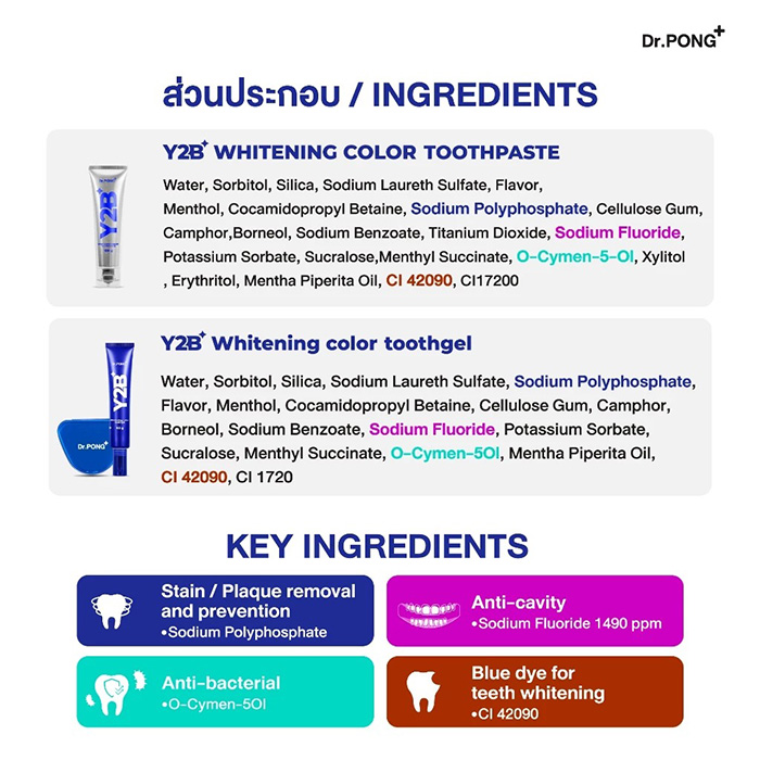 ยาสีฟัน Dr.PONG Y2b Whitening Color Set ยาสีฟัน Dr.PONG Y2b Whitening Color Set