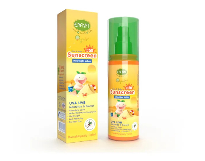 โลชั่นกันแดด Enfant Organic Plus Face & Body Sunscreen Milky Lotion SPF 50 PA+++