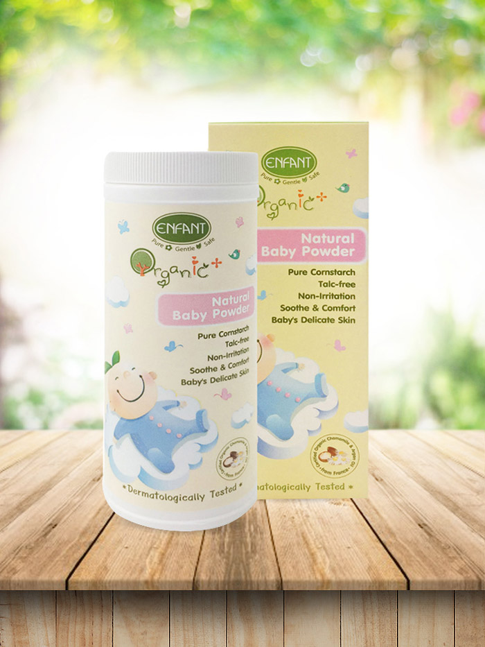 Enfant Organic Plus Natural Baby Powder แป้งเด็ก ช่วยป้องกันความเปียกชื้นสาเหตุของผดผื่น