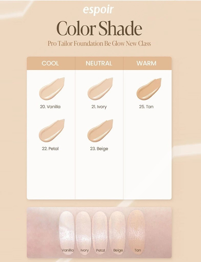 รองพื้นสูตรน้ำ ESPOIR Pro Tailor Foundation Be Glow New Class