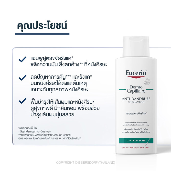 Eucerin DermoCapillaire Anti-Dandruff Shampoo แชมพูสูตรขจัดรังแค ขจัดความมัน