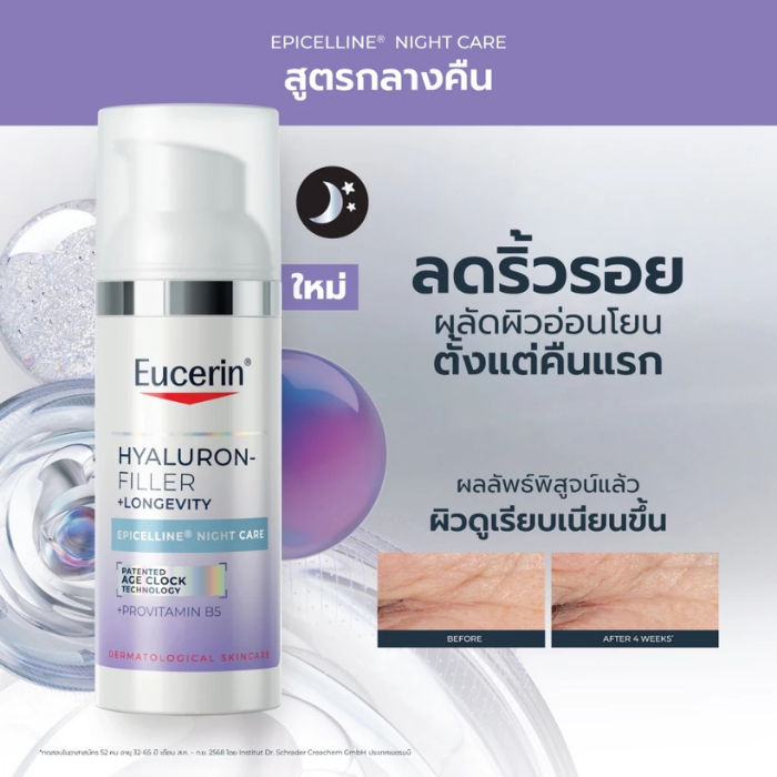 ครีมบำรุงผิวตอนกลางคืน Eucerin Hyaluron Filler +Longevity Epicelline Night Care