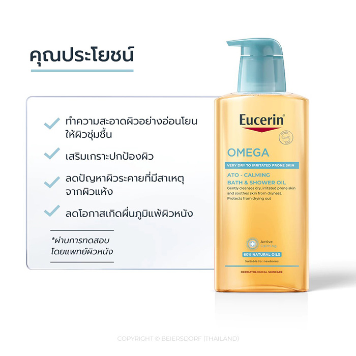 ออยล์อาบน้ำ Eucerin Omega Ato Calming Bath Shower Oil