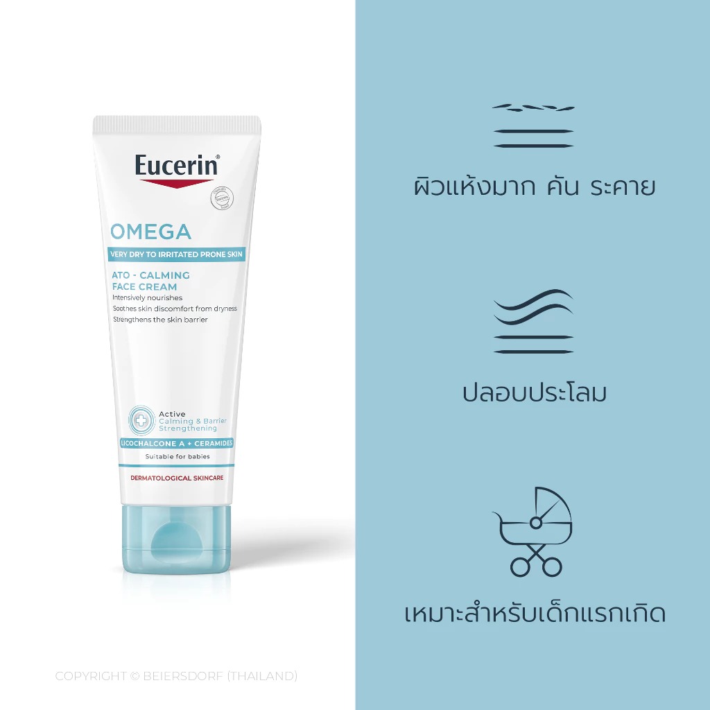 ครีมบำรุงผิวหน้าและผิวกาย Eucerin Omega Ato-Calming Face Cream