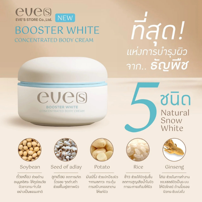 บูสเตอร์ฟ้า EVE'S Booster White Concentrated Body Cream บูสเตอร์ฟ้า EVE'S Booster White Concentrated Body Cream