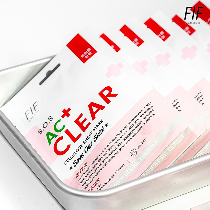 แผ่นมาสก์หน้า Faith in Face S.O.S AC Clear Cellulose Sheet Mask