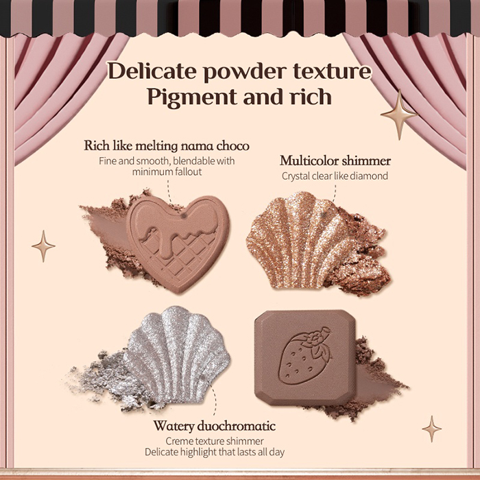 พาเลทอายแชโดว์ Flower Knows Chocolate Wonder-Shop Eight-Color Eyeshadow Palette