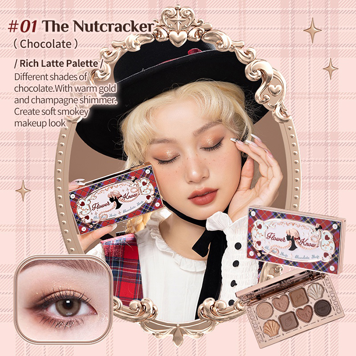 พาเลทอายแชโดว์ Flower Knows Chocolate Wonder-Shop Eight-Color Eyeshadow Palette