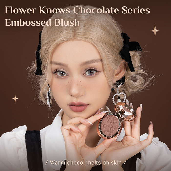 บลัชออน Flower Knows Chocolate Wonder-Shop Embossed Blush