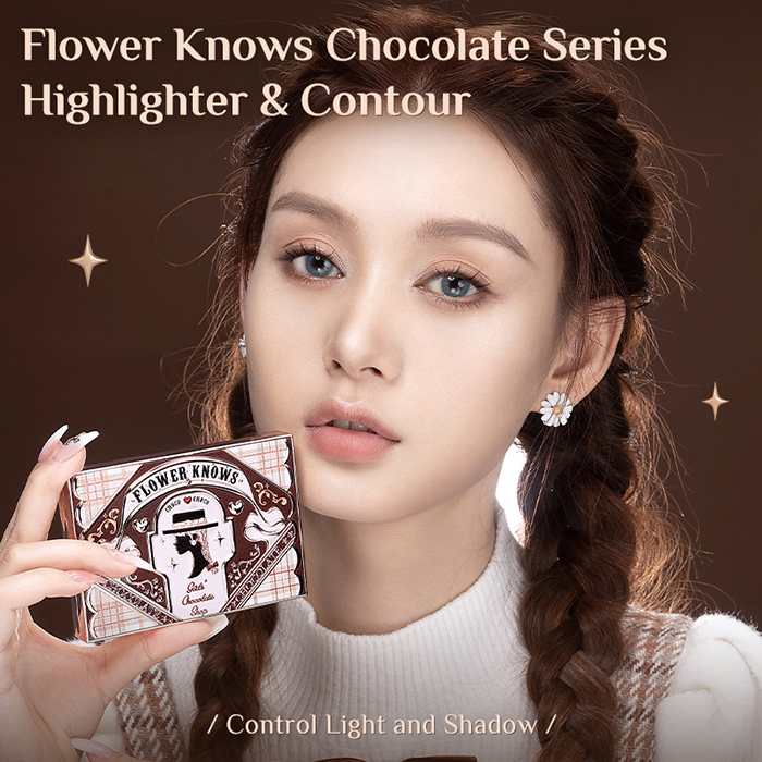 ไฮไลท์และคอนทัวร์ Flower Knows Chocolate Wonder-Shop Highlighter & Contour