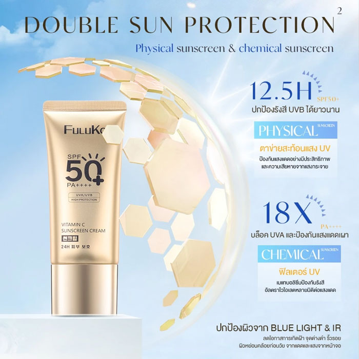 ครีมกันแดด Fuluko VC Sunscreen SPF50+ PA++++