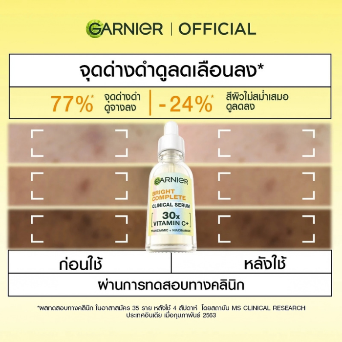 เซรั่มวิตามินซี GARNIER Bright Complete Clinical Serum 30X Vitamin C+ เซรั่มวิตามินซี GARNIER Bright Complete Clinical Serum 30X Vitamin C+