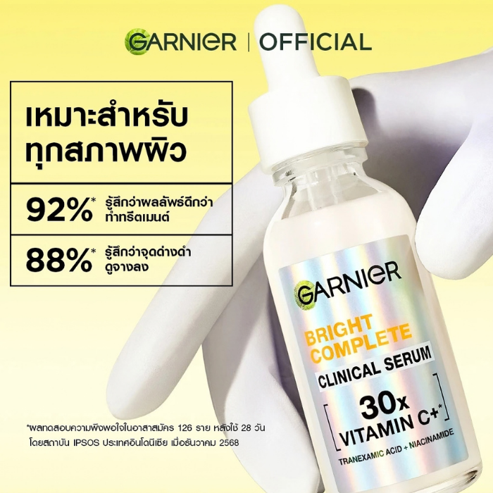 เซรั่มวิตามินซี GARNIER Bright Complete Clinical Serum 30X Vitamin C+ เซรั่มวิตามินซี GARNIER Bright Complete Clinical Serum 30X Vitamin C+