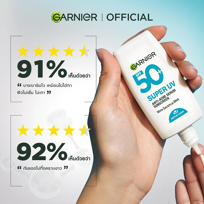 เซรั่มกันแดด Garnier Super UV Anti-Acne Serum Sunscreen
