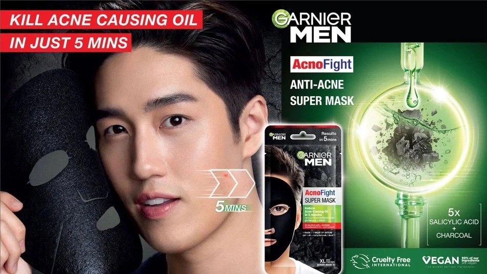 แผ่นมาส์ก GARNIER Men Acnofight Super Mask