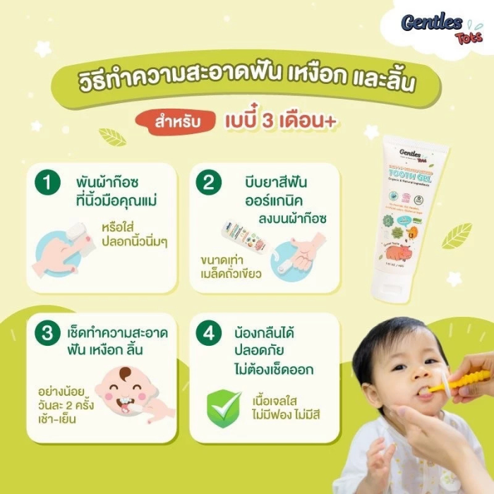 ยาสีฟันเด็กออร์แกนิค Gentles Tots Baby 1st Organic Tooth Gel ยาสีฟันเด็กออร์แกนิค Gentles Tots Baby 1st Organic Tooth Gel