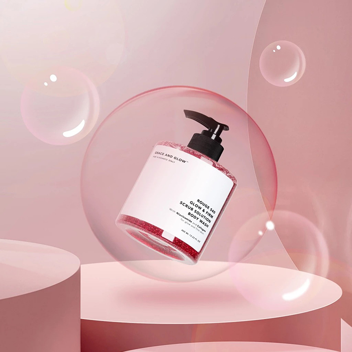 เจลอาบน้ำ Grace and Glow Rouge 540 Glow & Firm Scrub Solution Body Wash