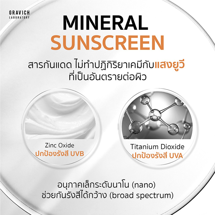 ครีมกันแดด Gravich Acnelogy Physical Sunscreen SPF50 PA+++