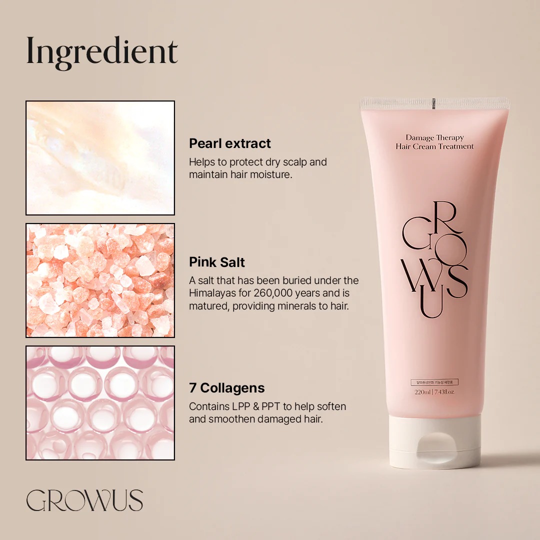 ทรีตเมนต์บำรุงเส้นผม GROWUS Damage Therapy Hair Cream Treatment