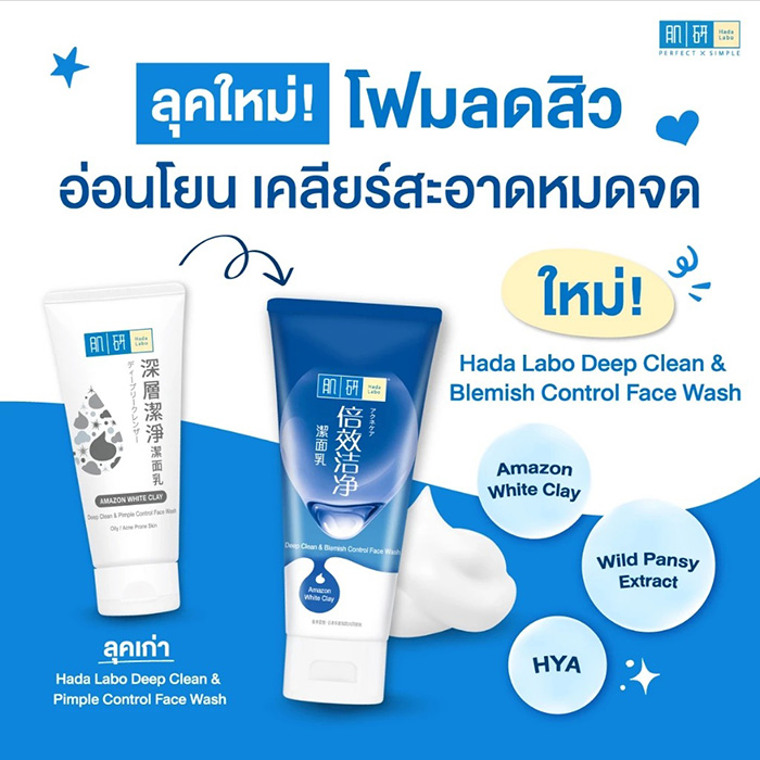 โฟมล้างหน้า Hada Labo Deep clean & Blemish Control Face Wash โฟมล้างหน้า Hada Labo Deep clean & Blemish Control Face Wash