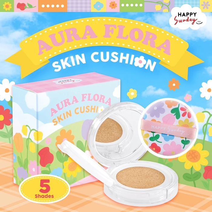 คุชชั่น HAPPY SUNDAY Aura Flora Skin Cushion