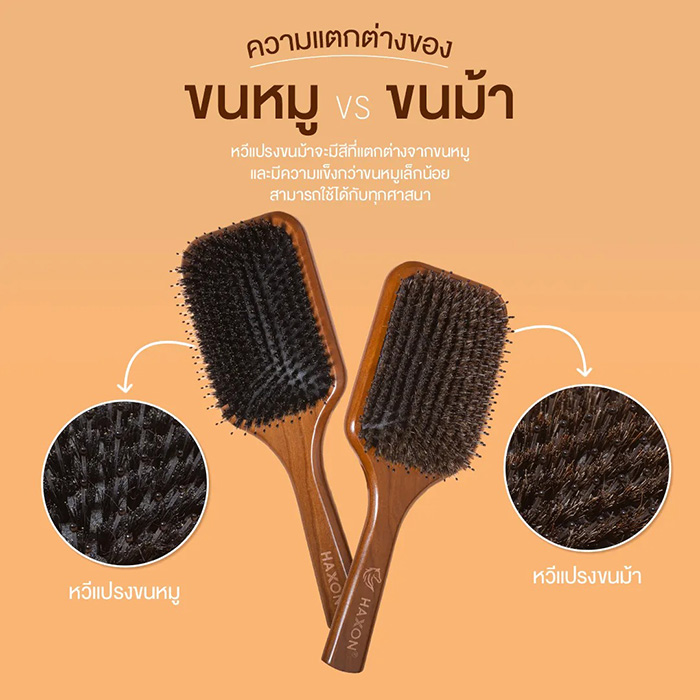 แปรงหวีขนหมูป่า Haxon Cherry Boar-Bristle Brush