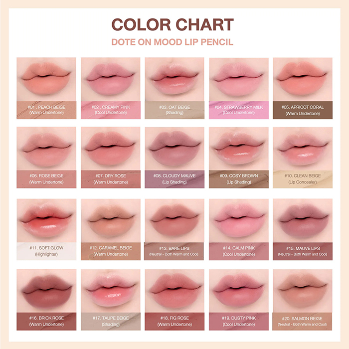 ดินสอเขียนขอบปาก Heart Percent Dote On Mood Lip Pencil