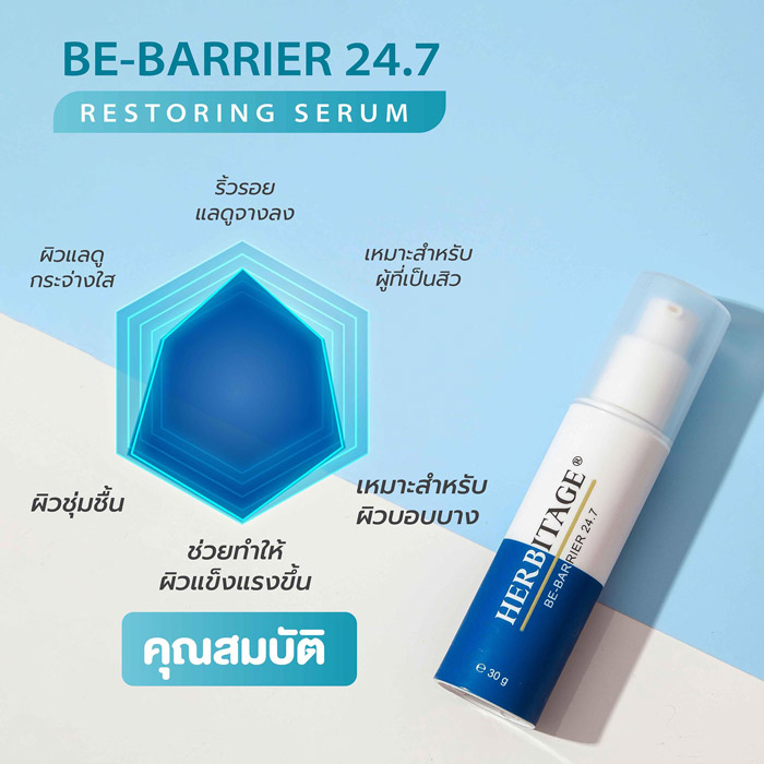 Herbitage Be-Barrier 24.7 Restoring Serum เซรั่มเข้มข้น ช่วยทำให้ผิวแข็งแรง ชุ่มชื้น อ่อนโยน และลดเลือนริ้วรอย