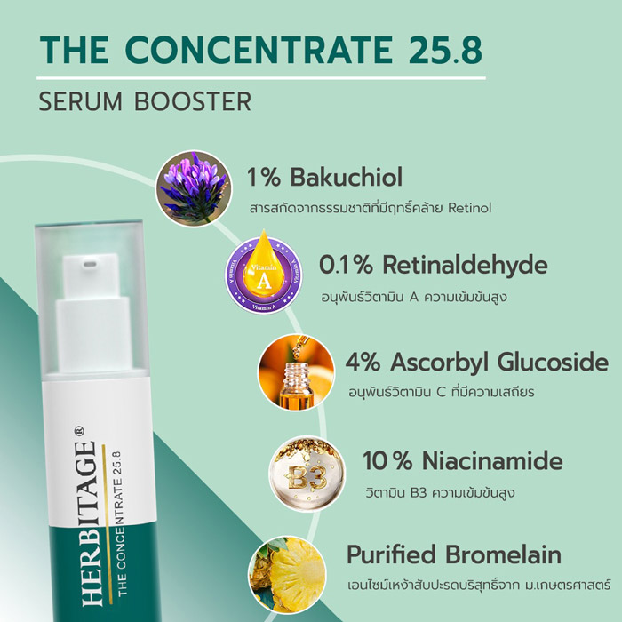 HERBITAGE The Concentrate 25.8 Serum Booster เซรั่ม บูสเตอร์ ปรับสภาพผิวให้ดูแข็งแรงขึ้น