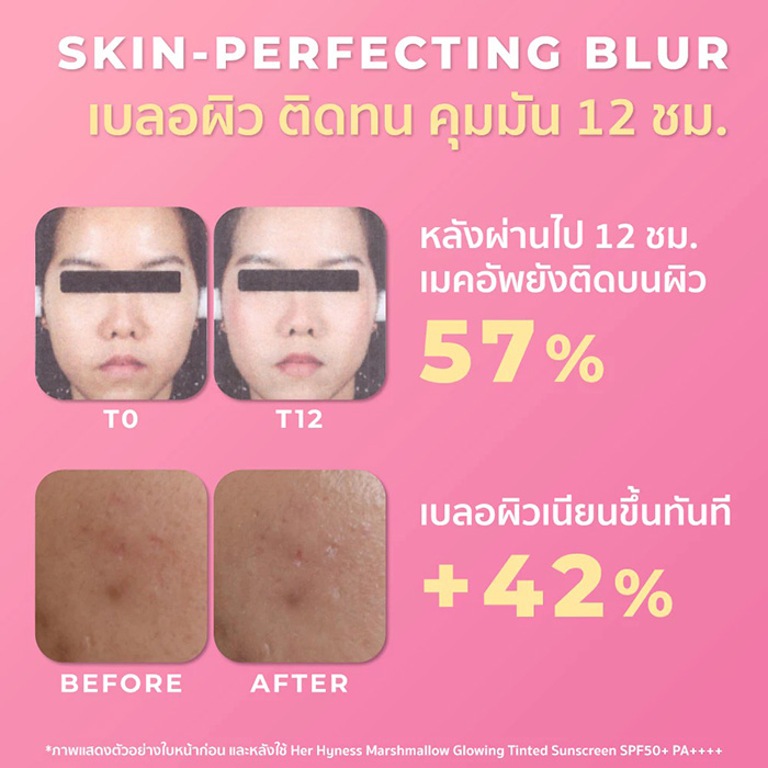 ครีมกันแดด HER HYNESS Marshmallow Glowing Tinted Sunscreen SPF50+ PA++++