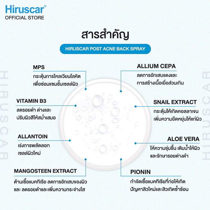 สเปรย์บำรุงผิวกาย Hiruscar Post Acne Back Spray