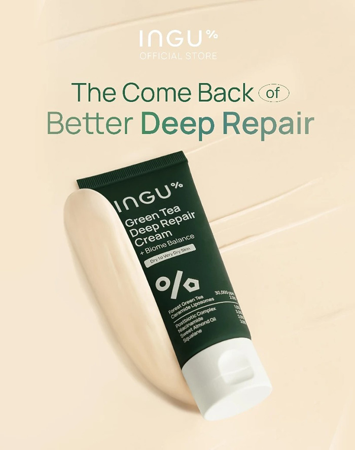 มอยซ์เจอร์ไรเซอร์ INGU Green Tea Deep Repair Cream + Biome Balance