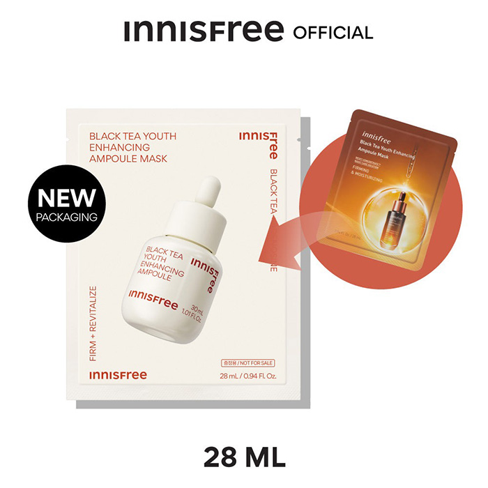 แผ่นมาส์กหน้า Innisfree Black Tea Youth Enhancing Ampoule Mask แผ่นมาส์กหน้า Innisfree Black Tea Youth Enhancing Ampoule Mask