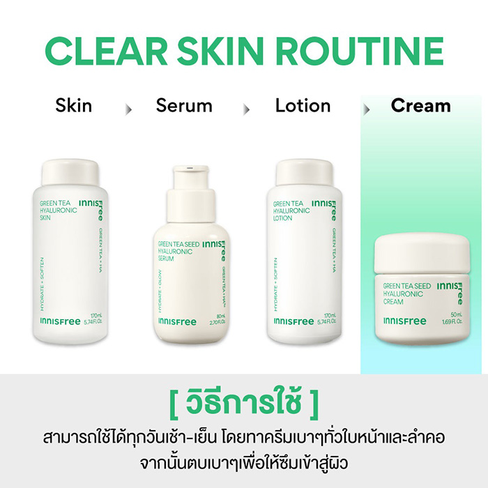 ครีมบำรุงผิวหน้า Innisfree Green Tea Seed Hyaluronic Cream ครีมบำรุงผิวหน้า Innisfree Green Tea Seed Hyaluronic Cream