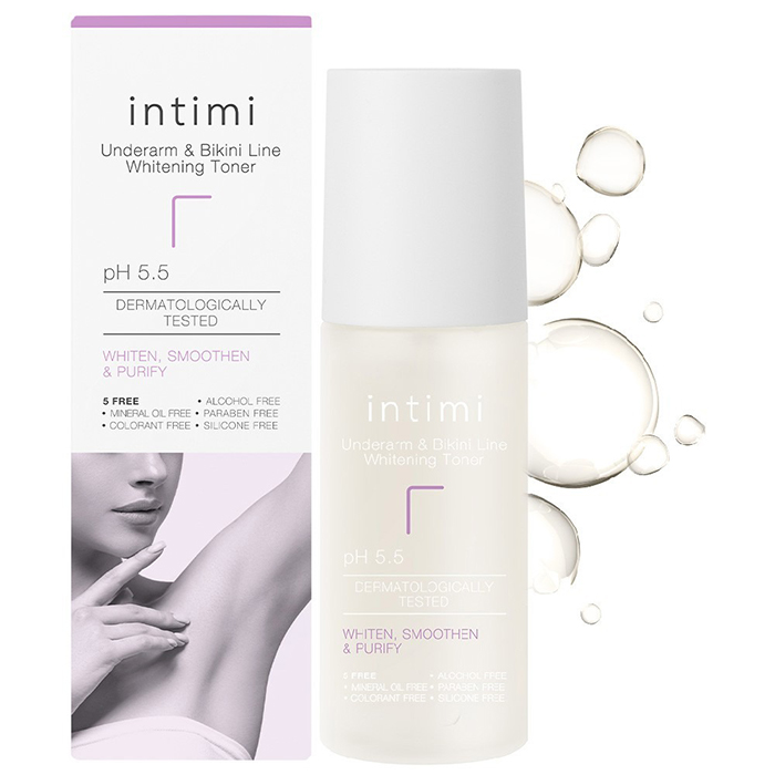 โทนเนอร์ทำความสะอาดใต้วงแขน intimi Underarm & Bikini Line Whitening Toner