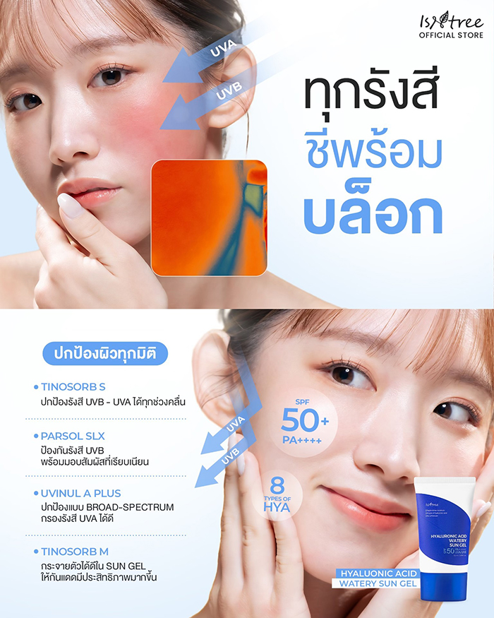 ครีมกันแดด ISNTREE Hyaluronic Acid Watery Sun Gel SPF50+ PA++++
