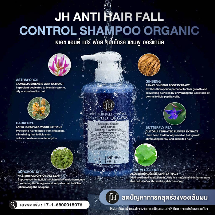 แชมพูลดผมร่วง JH Anti Hair Fall Control Shampoo Organic