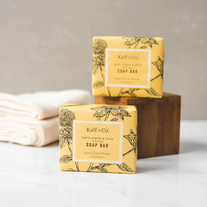 สบู่ก้อนอาบน้ำ Kaff & Co. Safflower & Cica Soothing Soap Bar