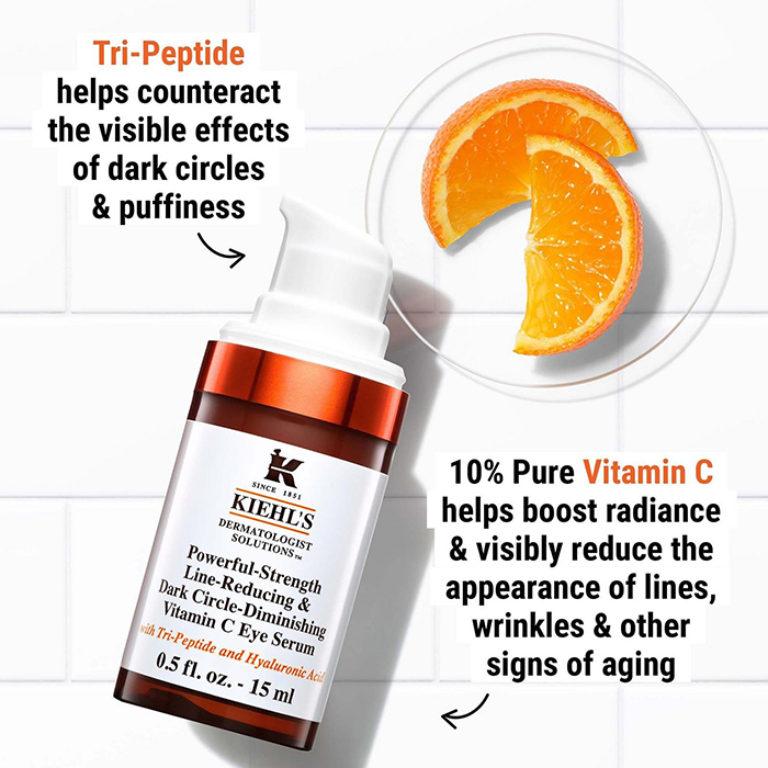 เซรั่มบำรุงผิวรอบดวงตา Kiehl's Powerful-Strength Line-Reducing & Dark Circle-Diminishing Vitamin C Eye Serum