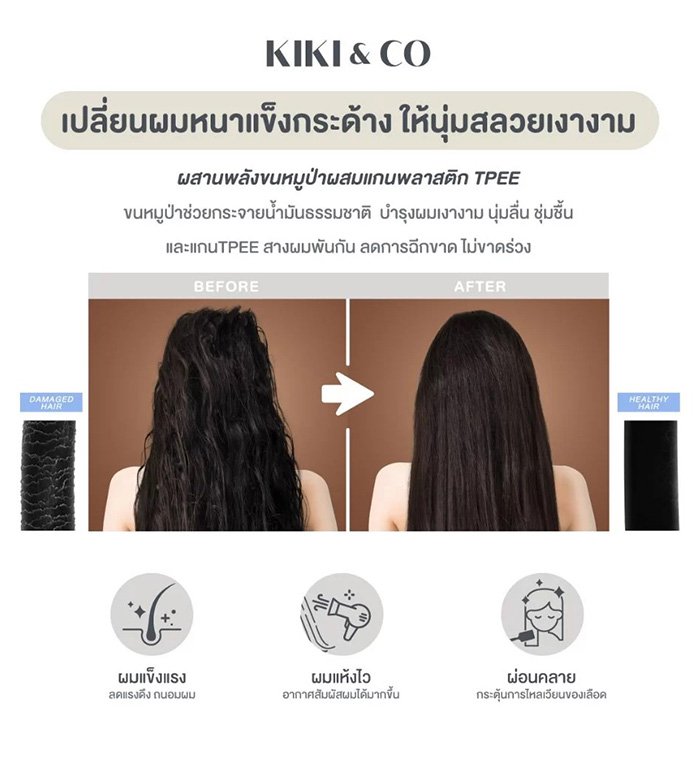 แปรงหวีผมขนหมูป่า KIKI & CO 2in1 Detachable Comb