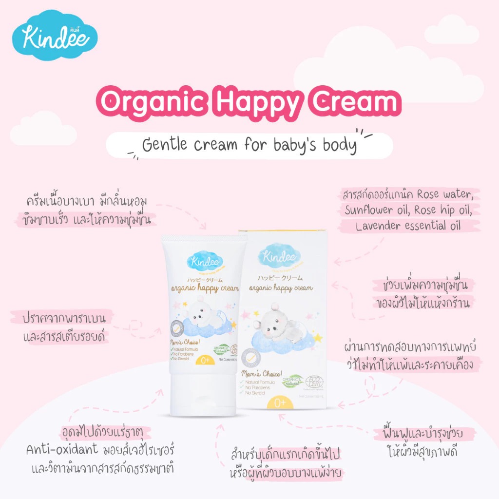 ครีมบำรุงผิว Kindee Kids Organic Happy Cream