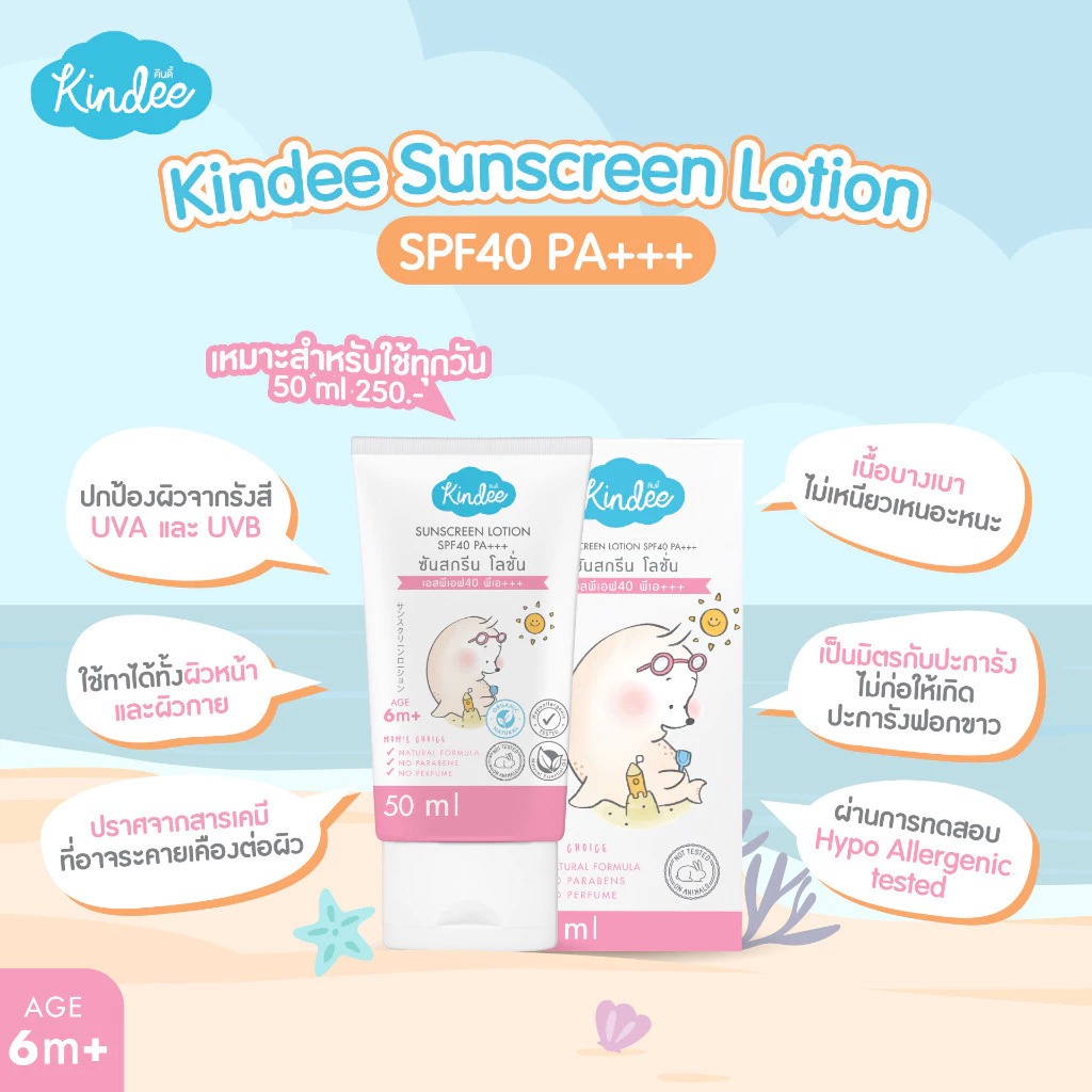 ครีมกันแดด Kindee Kids Sunscreen Lotion SPF 40 PA+++