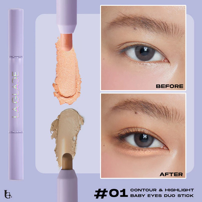 ไฮไลท์และคอนทัวร์ 2in1 LA GLACE Contour & Highlight Baby Eyes Duo Stick