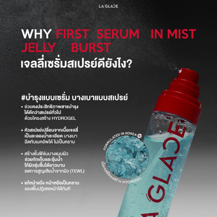 เจลลี่เซรั่มสเปรย์สีฟ้า LA GLACE First Serum In Mist Aquatonic Jelly Burst Barrier Shield เจลลี่เซรั่มสเปรย์สีฟ้า LA GLACE First Serum In Mist Aquatonic Jelly Burst Barrier Shield