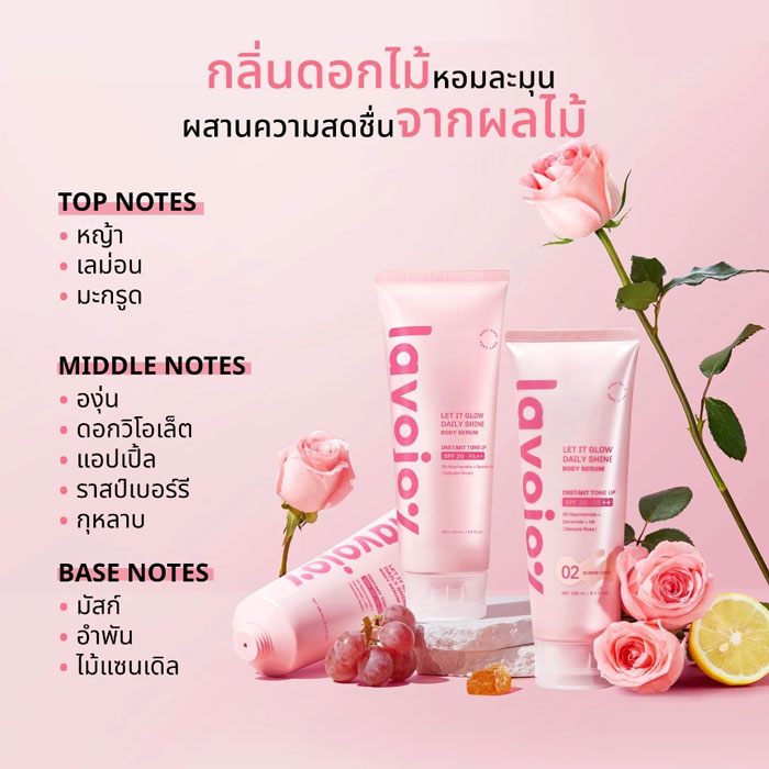 โลชั่นโทนอัพ Lavojoy Let It Glow Daily Shine Body Serum Delicate Rose
