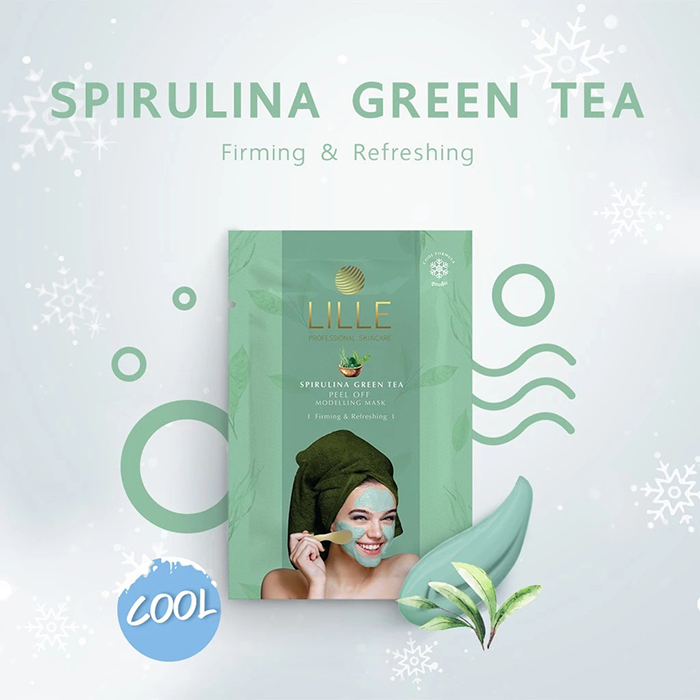 แผ่นมาสก์หน้า LILLE PROFESSIONAL SKINCARE Spirulina Green Tea Peel Off Modelling Mask