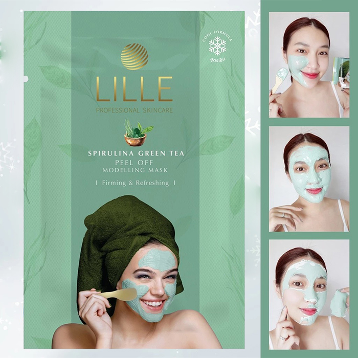 แผ่นมาสก์หน้า LILLE PROFESSIONAL SKINCARE Spirulina Green Tea Peel Off Modelling Mask