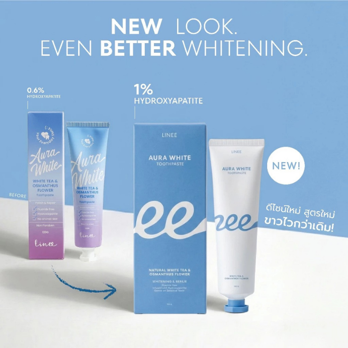 ยาสีฟันฟอกฟันขาว Linee Aura White Toothpaste